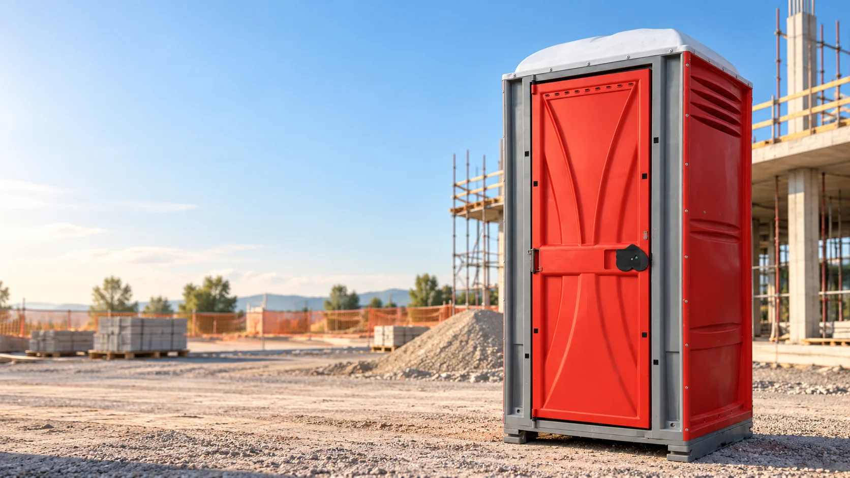 Bagno mobile rosso disponibile a noleggio per cantieri ed eventi